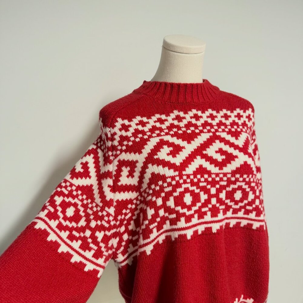 Brunette The Label Red and White Crew Neck Sweater - Picture 2 of 3